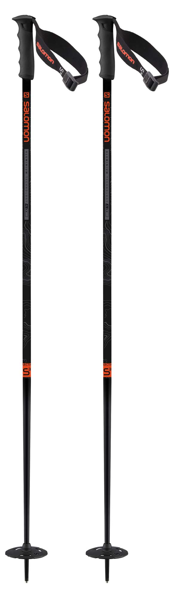 Salomon 2023 Artic S3 XL Gray Ski Poles NEW !!  130cm