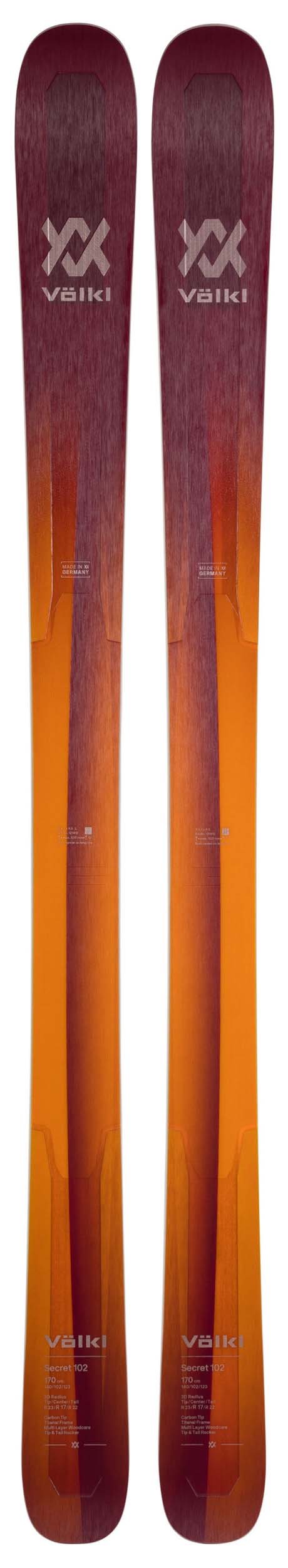 Volkl 2022 Secret 102 Skis (Without Bindings / Flat) NEW !! 163cm